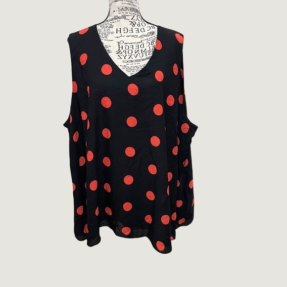 Cato Tops - Cato Black Tank Top with Red Polka Dots